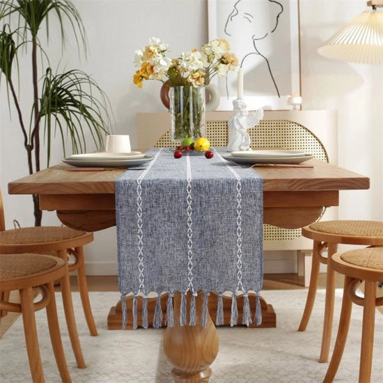 Tavolino con pennelli in stile rurale - Lunghezza 92 cm - Tavolino con pennelli manuale in stile bohemien - Adatto per feste, come decorazione per il comodino e come decorazione per la sala da pranzo (33x92cm)
