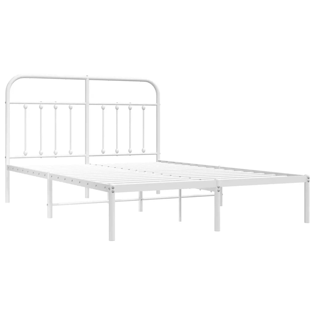 Giroletto con Testiera-Struttura Letto con testiera Metallo Bianco 140x190 cm 491863