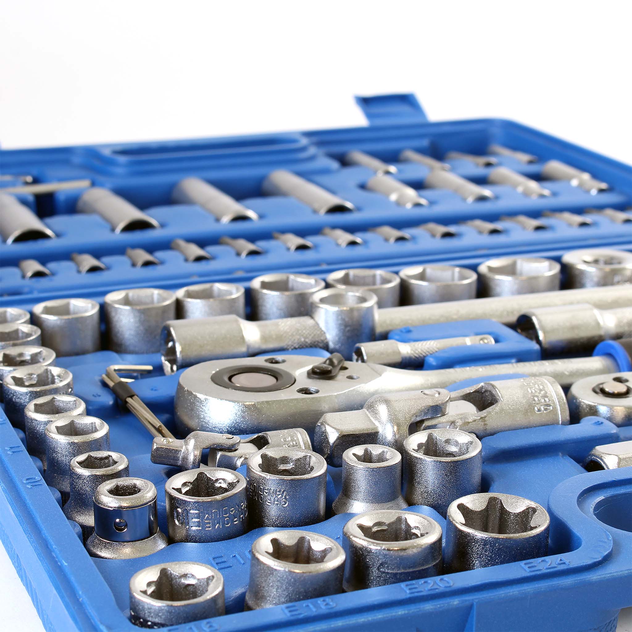 Set di chiavi a bussola 108 pz. Chiavi a cricchetto con attacco 1/2" (12,5mm) e 1/4" (6,3 mm)