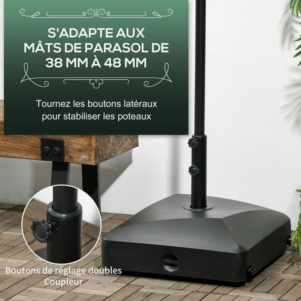 Base per ombrellone quadrata con ruote ¨C zephmum ¨C 54,5x54,5x46,5 cm nero