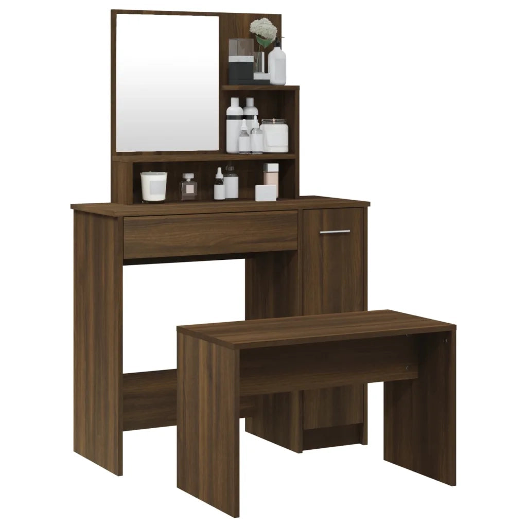 Set Tavolo da Toeletta Rovere Marrone 86,5x35x136 cm 3114154