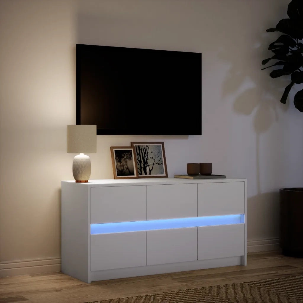 Mobile Porta TV con LED Bianco 100x34x50 cm in Truciolato 852215