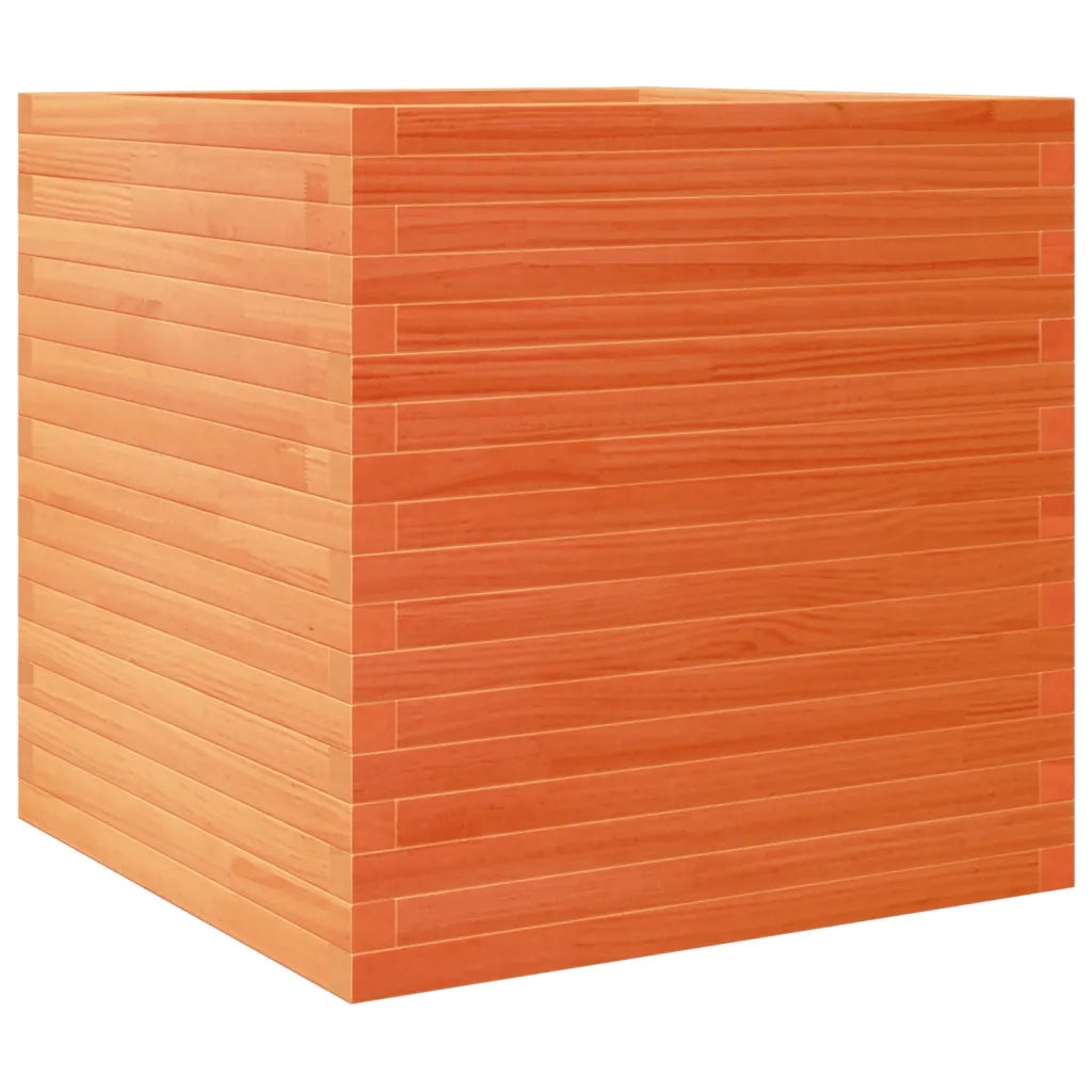 Fioriera Giardino-Vaso da Esterno-Contenitore per Piante Marrone Cera 70x70x68,5cm Legno Massello Pino