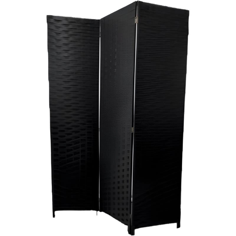 SEPARE' CON TRE PANNELLI IN PLASTICA NERO CON STRUTTURA IN LEGNO MISURE: 180X135CM