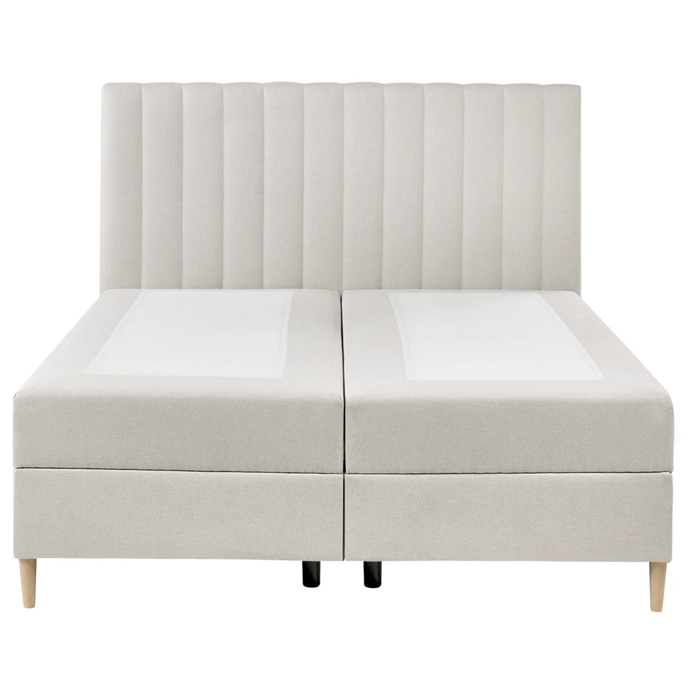 Divano letto matrimoniale con contenitore sollevabile imbottito con testiera 160 x 200 cm bianco sporco
