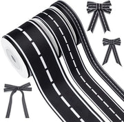Seta a Lint Poliestere - Nero - 15 Yard - 3 Rotoli - 3/8/7/8/1-1/2 Pollici Larghezza - Per Costumi/Accessori
