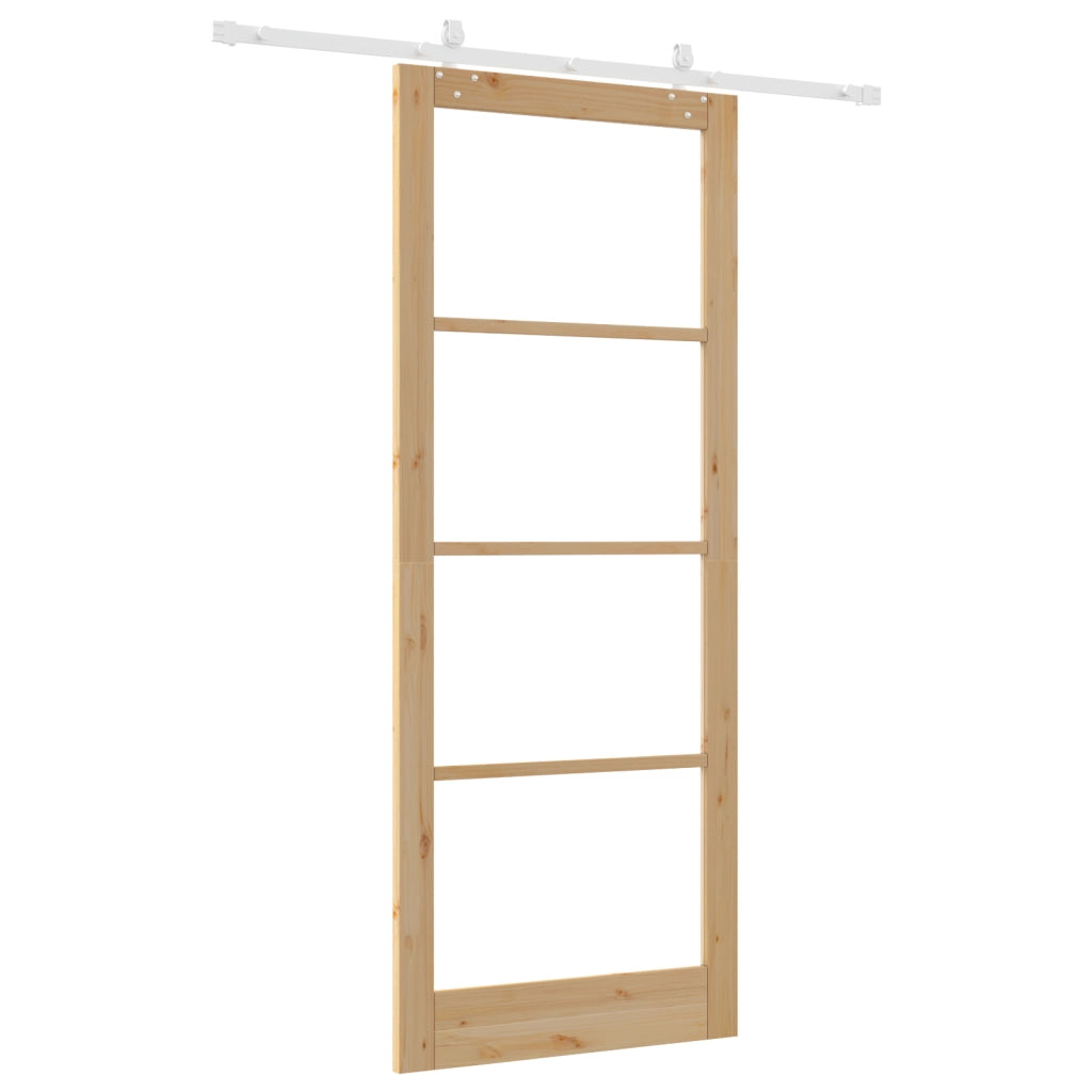 Set di Porte Scorrevoli  con Set Hardware 93x232 cm in Legno Massello di Pino