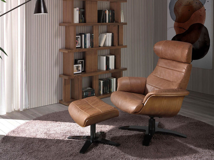 Pouf in pelle marrone