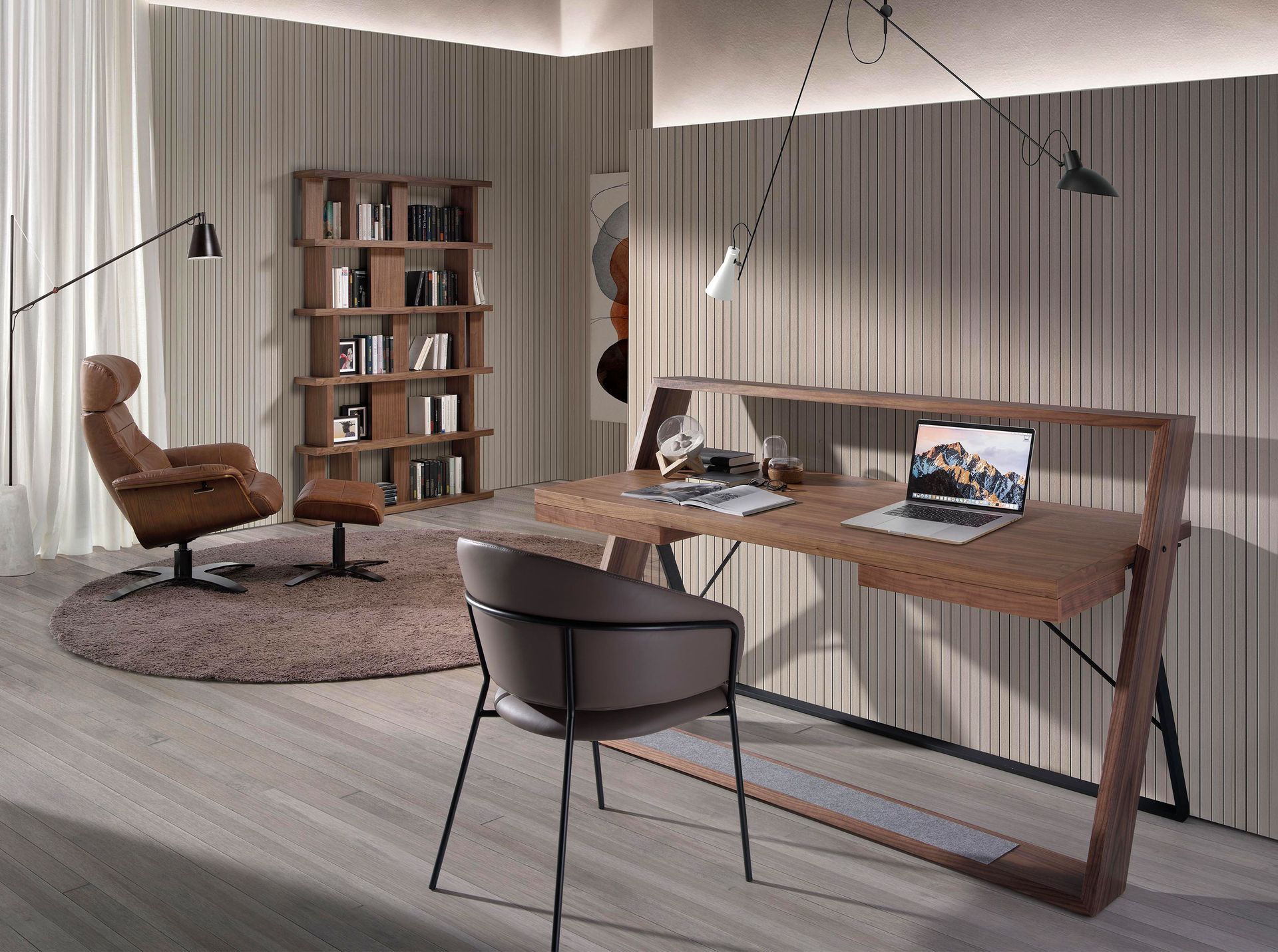 Pouf in pelle marrone