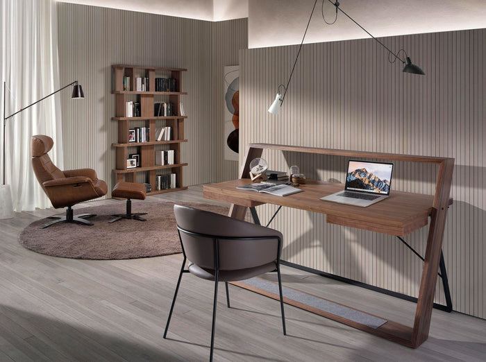 Pouf in pelle marrone