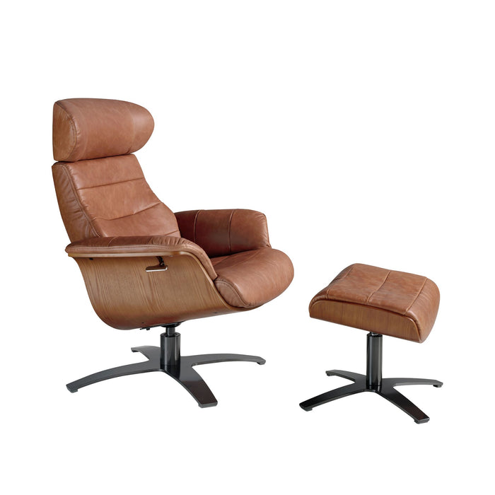 Pouf in pelle marrone