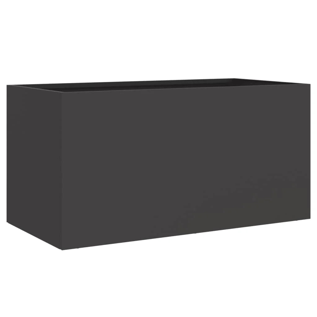 Fioriera rialzata per piante fiori terrazza giardino 62 x 30 x 29 cm acciaio nero 02_0037739