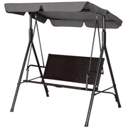 Dondolo da Giardino 2 Posti con Tettuccio Regolabile, 140x110x151 cm, Marrone e Grigio