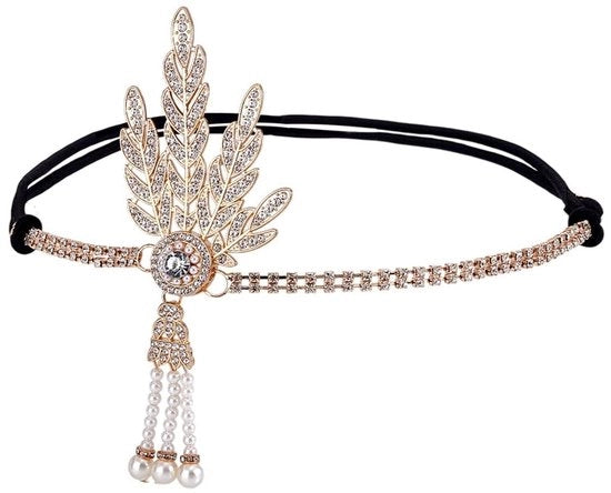 Cintura di testa con decorazione a strass in forma di foglia per decorazione di matrimonio DIY e festa di compleanno per donna