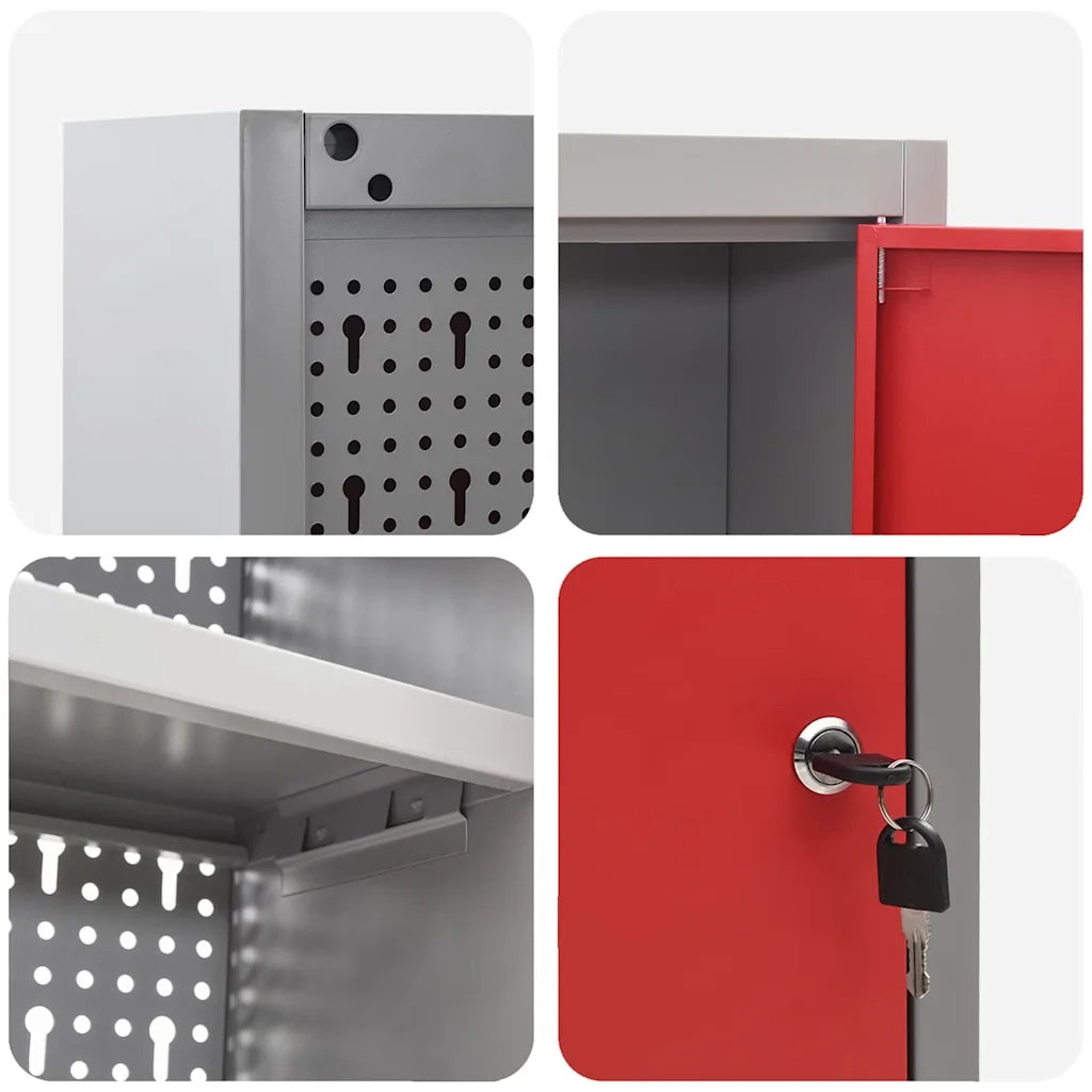 Mobile per attrezzi con blocco Rosso e Grigio 100 x 20 x 55 cm CFW7065715