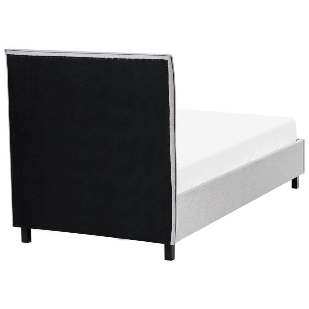 Letto Imbottito Tessuto di colore Grigio Rete a Doghe e Testata Alta 90 x 200 cm stile moderno scandinavo
