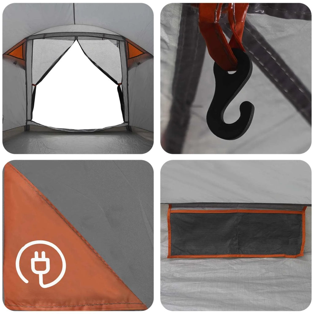 Tenda Capanna Grigio e arancione 4 persone Poliestere e Acciaio 42028581