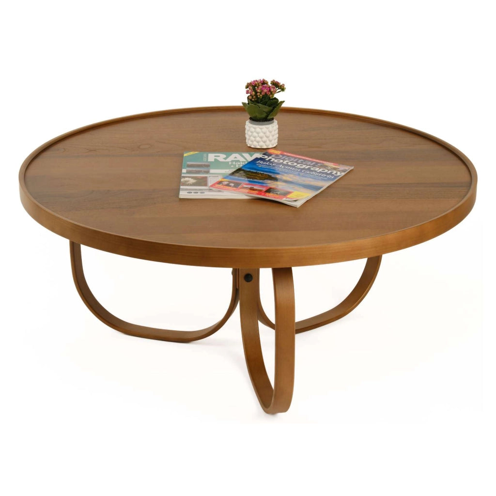 Chiavenna, Tavolino da Salotto Forma Rotondo, 100x100x46h cm Marrone Noce