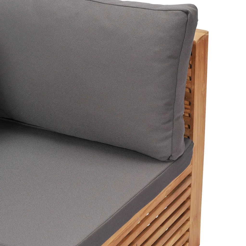 Divano Angolare da Giardino con Cuscino Grigio Massello di Teak cod mxl 68496
