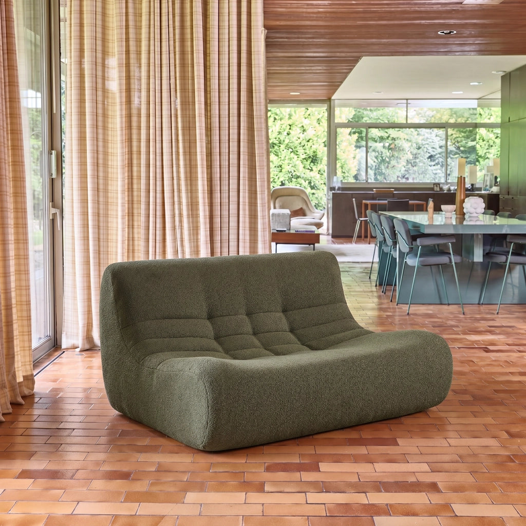 Poltrona bouclé testurizzata, 2 posti, verde kaki