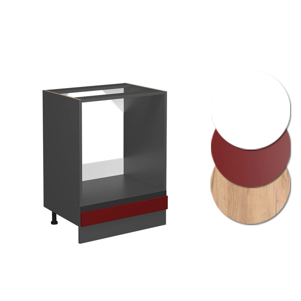 Mobile per forno da incasso R-Line Rosso/Antracite 60 cm Forma a J, senza piano di lavoro Vicco