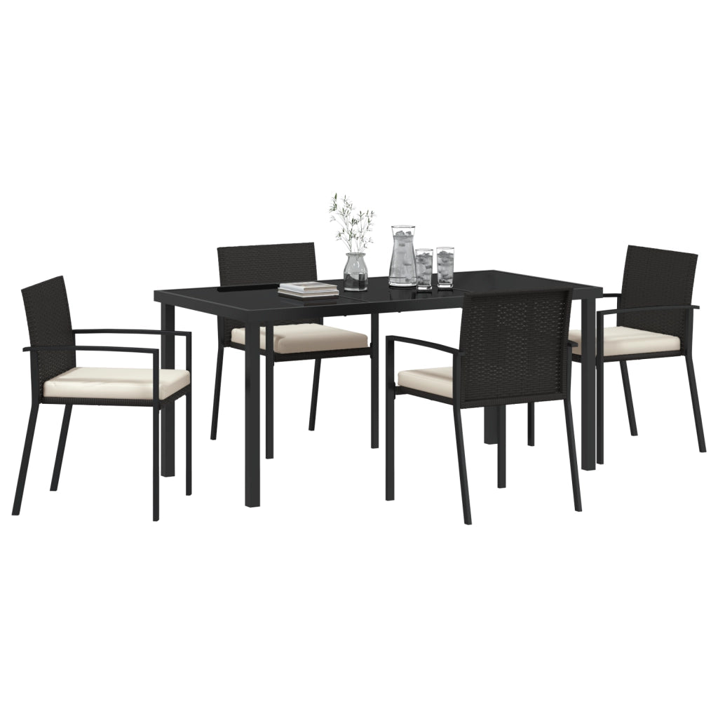 Set di 5 pezzi da giardino in Polyrattan nero