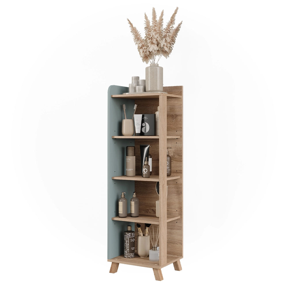 Vicco Mensola da bagno Sonoma/blu 40 x 128 cm con 4 scomparti