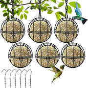 Pacchetto di 6 case per uccelli, casa per uccelli da appendere, casa per uccelli in metallo con uncini a S, casa per uccelli selvatici nel giardino, passeri, merli - nero