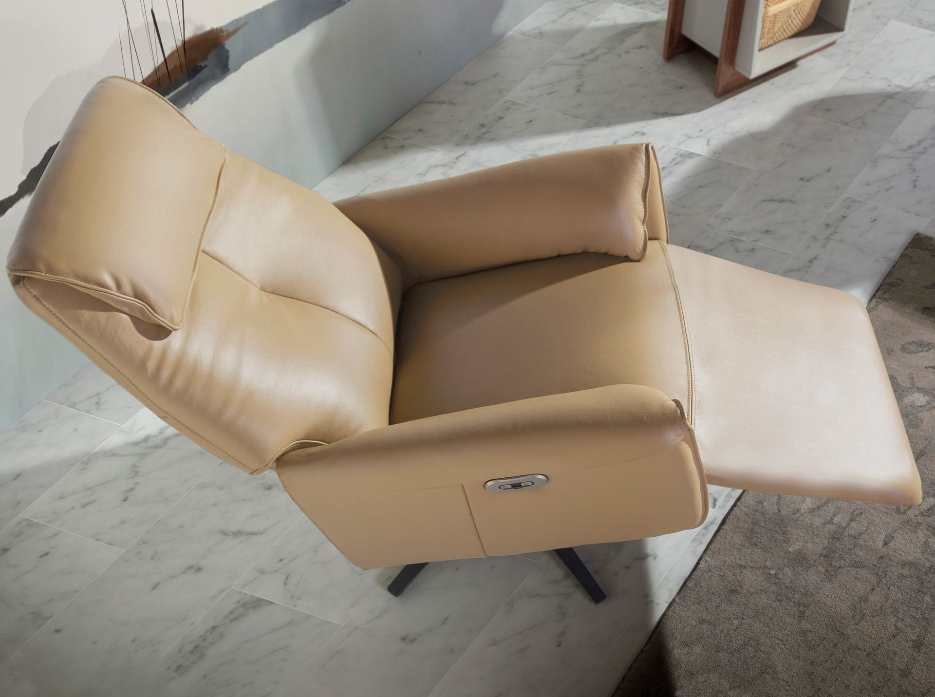 Poltrona relax girevole in pelle arena