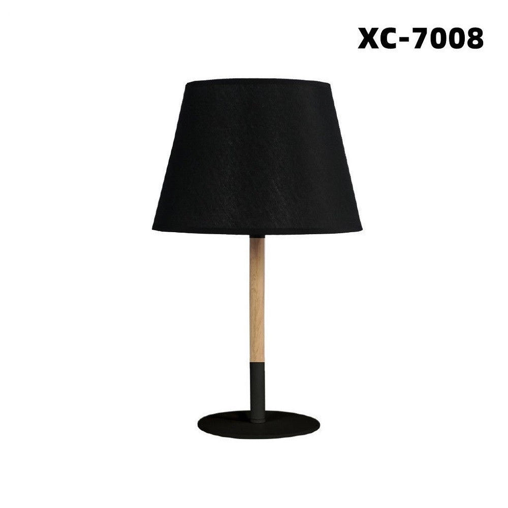 Trade Shop - Lampada Da Tavolo Abat Jour Con Paralume In Tessuto Nero Portalampada E27 Xc-7008 -