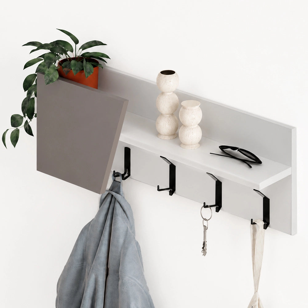 Mensola Appendiabiti da Parete Attaccapanni 74 cm Bianco e Beige Chiaro