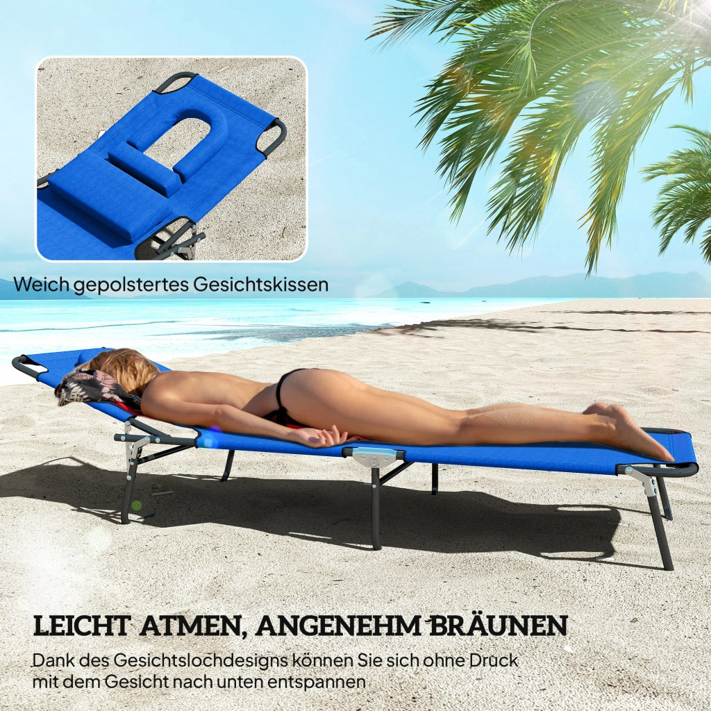 Sdraio pieghevole da giardino con cuscino ¨C zephmum ¨C blu