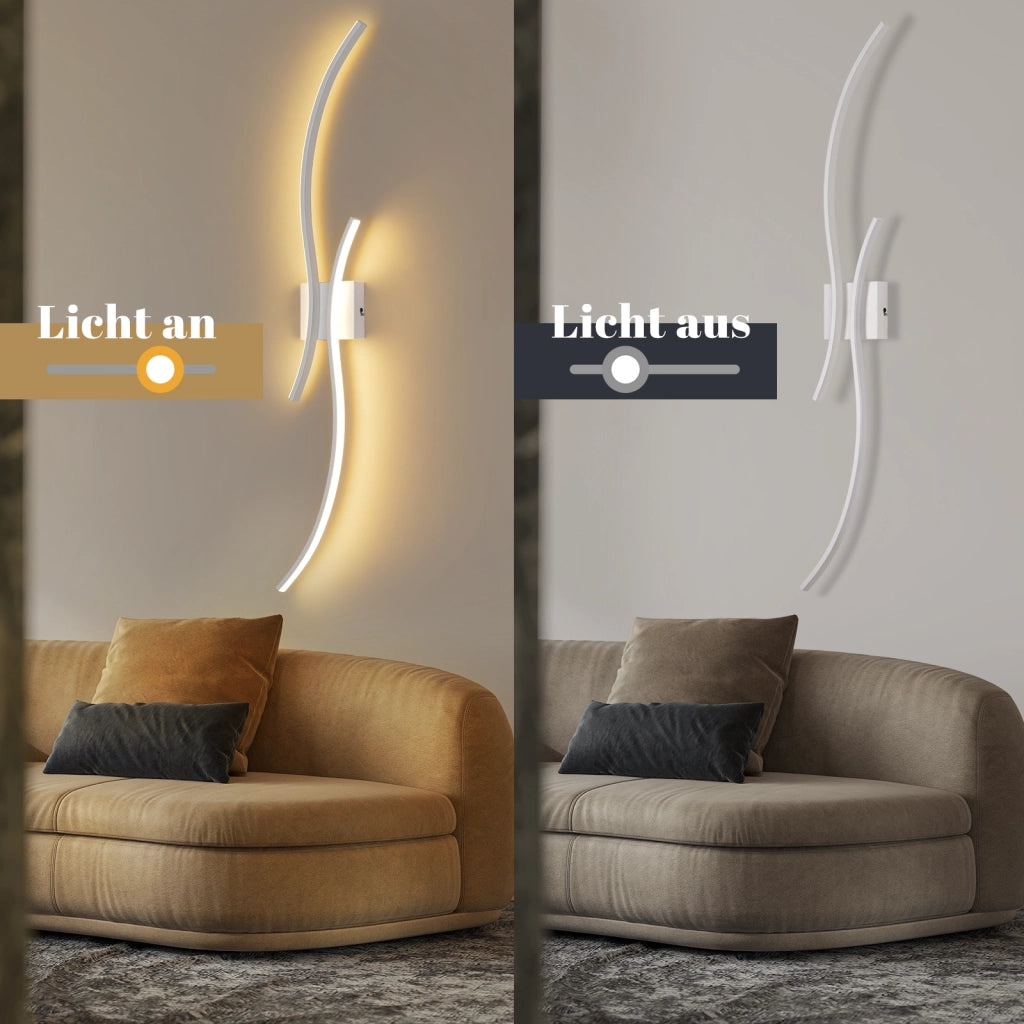 ZMH Applique LED Wave 14W 100cm bianco caldo 3000K design moderno bianco per corridoio
