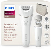 Beauty Set Serie 9000 - Set all-in-one per tutto il corpo, epilatore senza fili, wet & dry, 6 accessori, modello BRE770/92