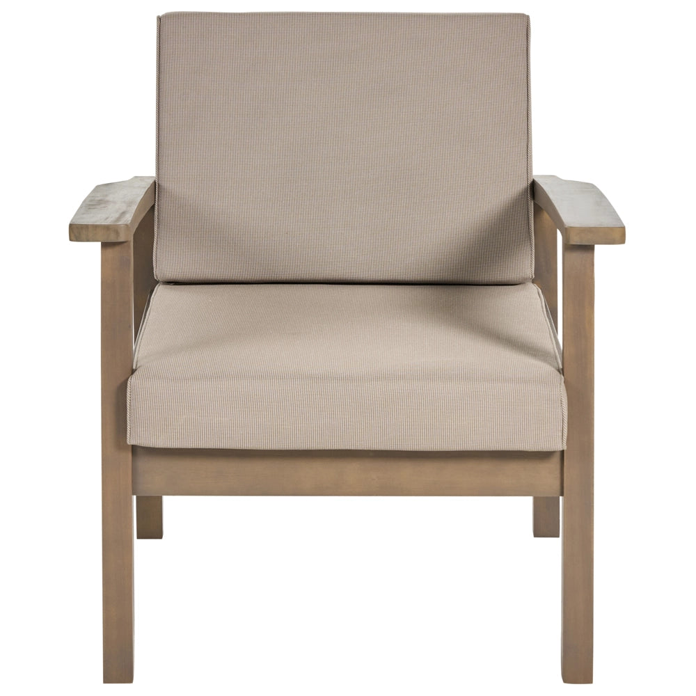 Set Divani Da Giardino Taupe Cuscini In Legno Massello Di Acacia 4 Posti Con Tavolo Set