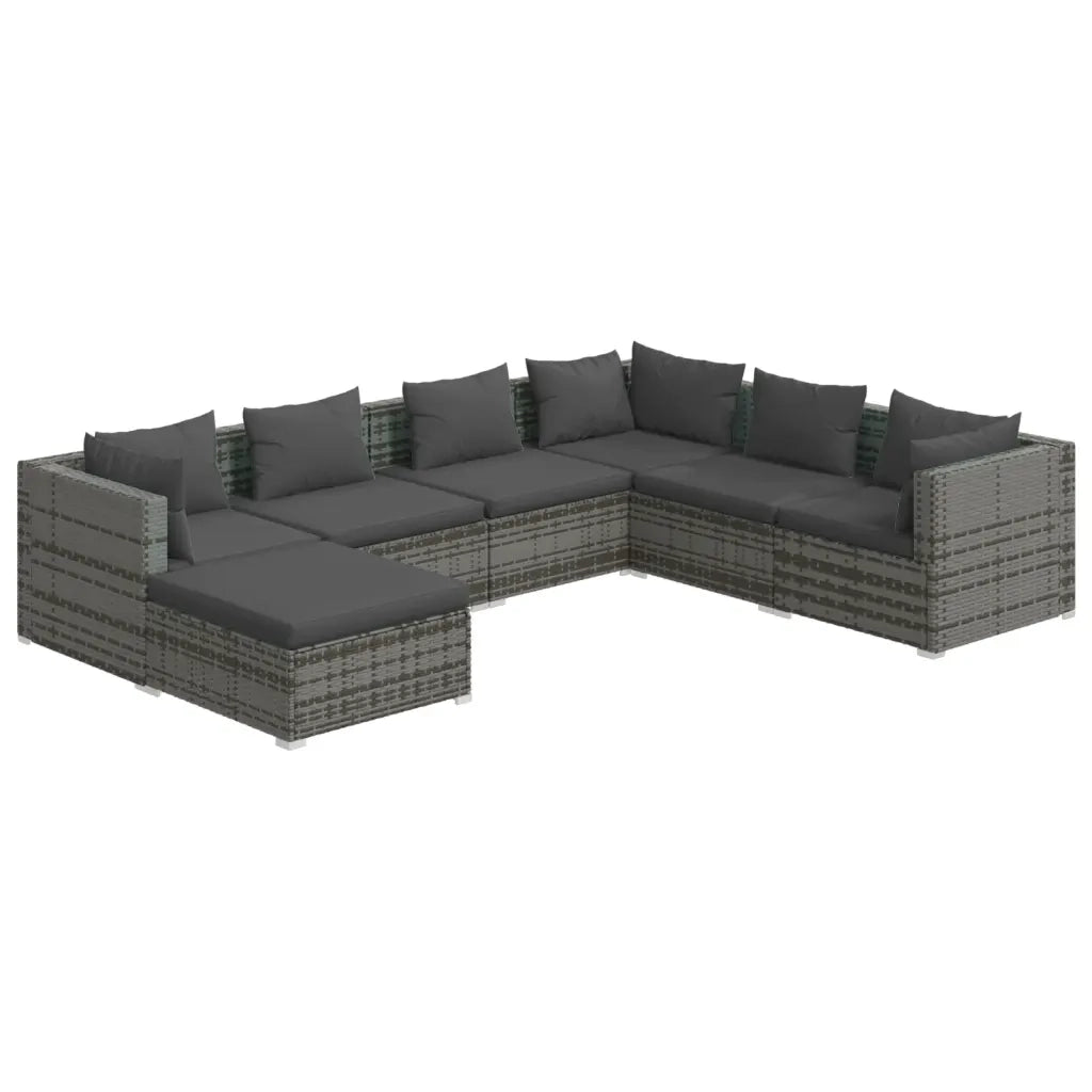 Set Divani da Giardino 7 pz con Cuscini in Polyrattan Grigio cod mxl 53206