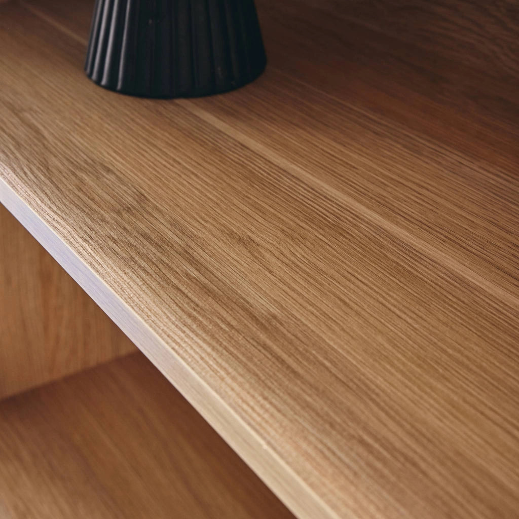 Libreria effetto legno con 2 ante a 5 livelli, marrone naturale