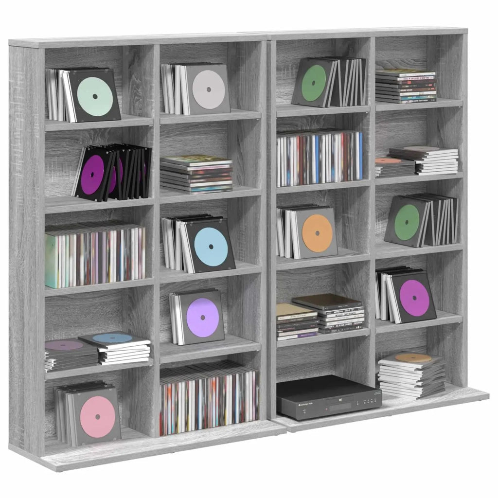 Mobile per CD 2 pz Sonoma grigio 65 x 23,5 x 97,5 cm 8012685