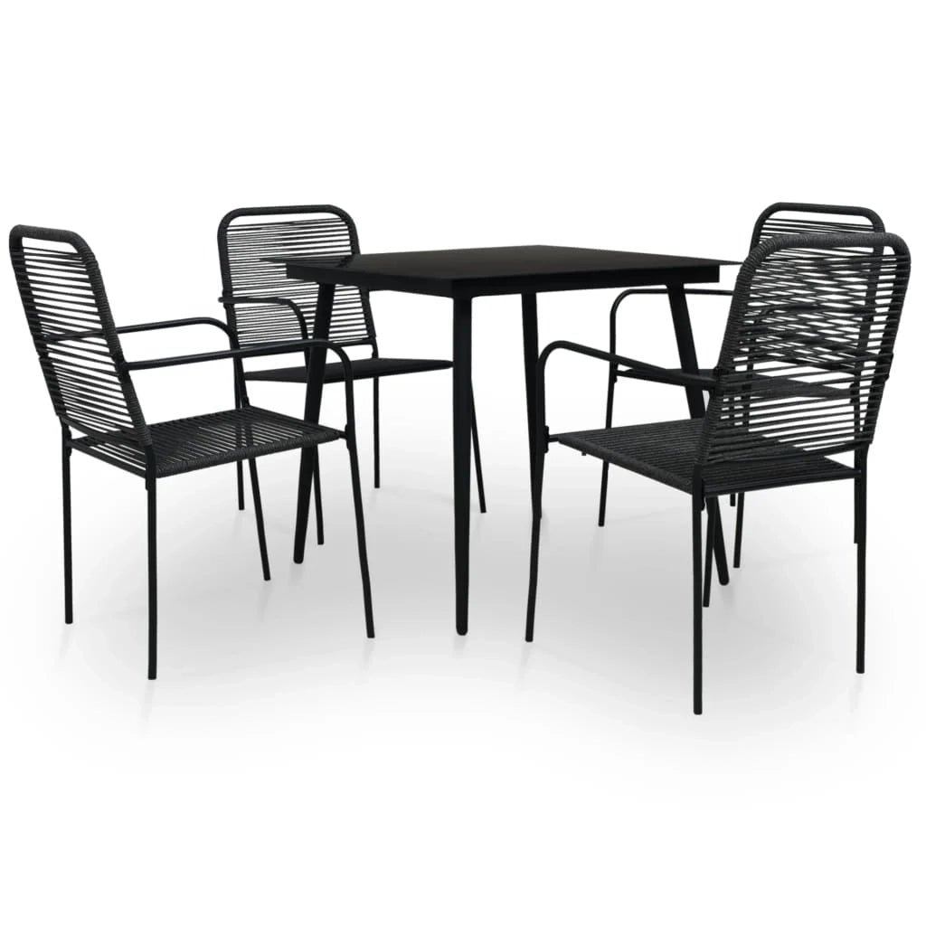 Set da pranzo da esterno 5 pezzi in corda di cotone e acciaio nero 02_0014656