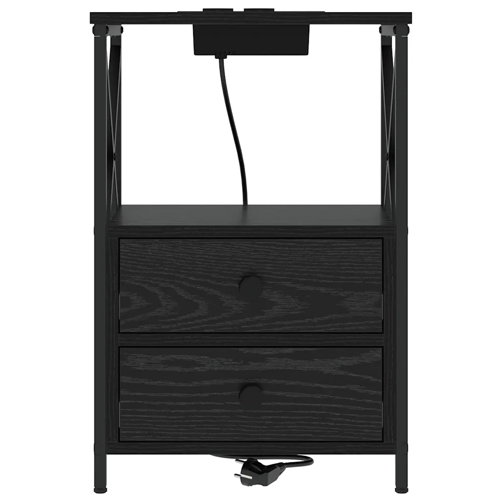 Armadio da Notte con cassetto 2 pcs Rovere Nero 40 x 31 x 60 cm 859561