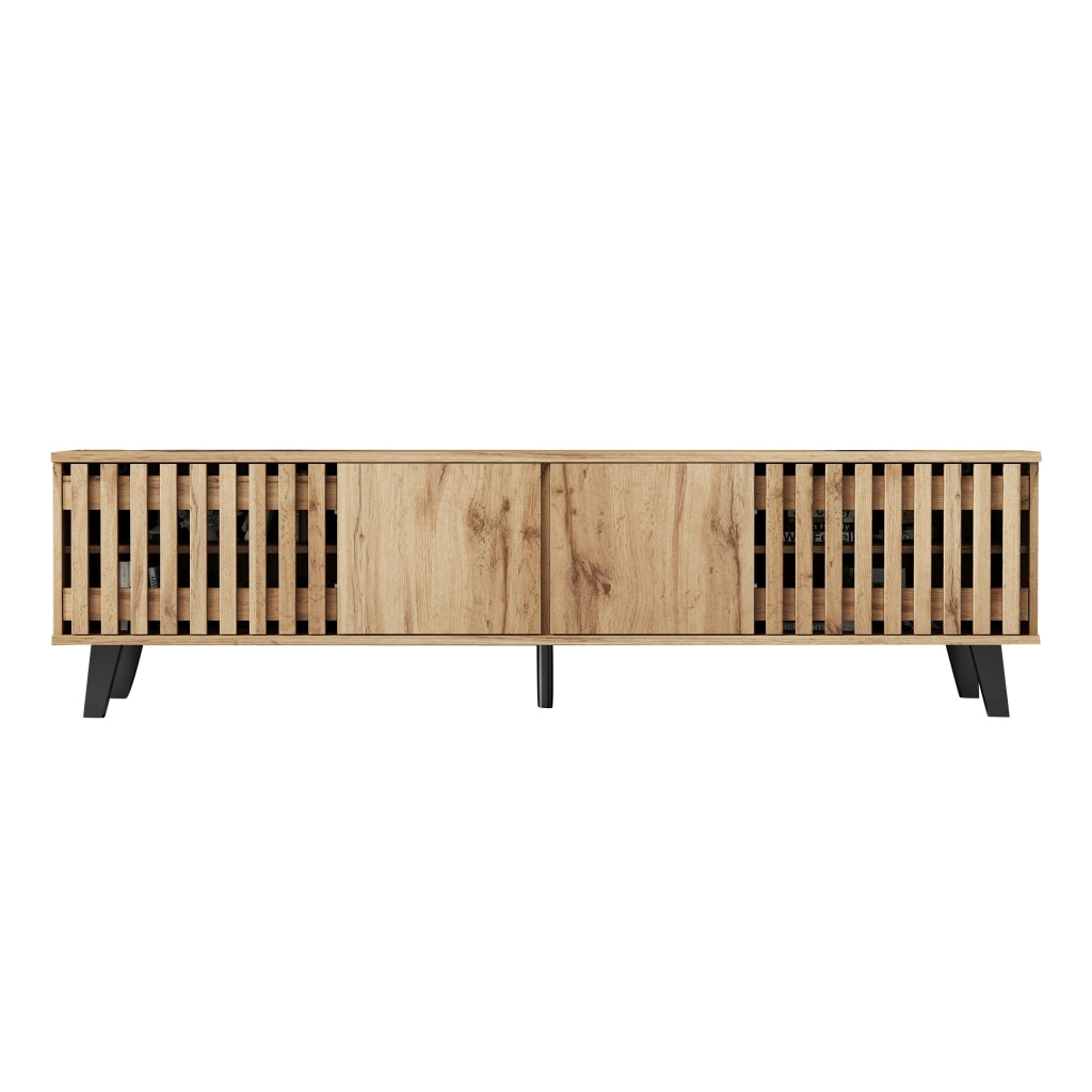 Mobile TV con 4 ante e 8 vani; per soggiorno; in truciolare; 180 x 40 x 55 cm; naturale