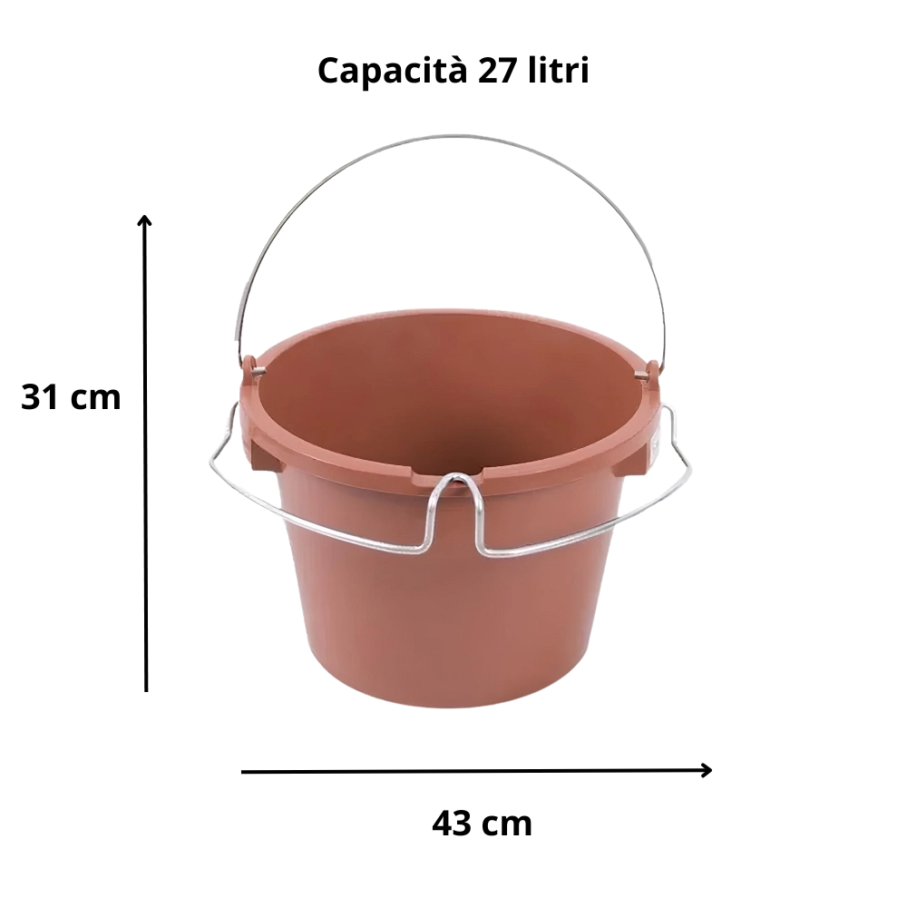 Secchio supporto porta attrezzi manico in acciaio 27 lt. utensili