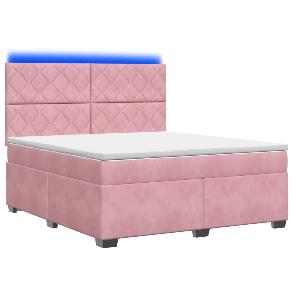Letto box spring con materasso Rosa 140 x 200 cm Velluto 3455131