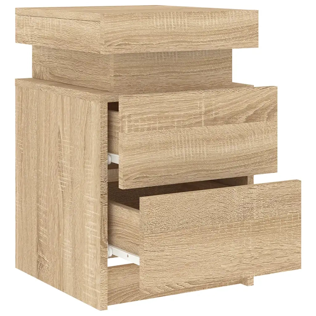 Comodino con Luci LED-Tavolino da notte Rovere Sonoma 35x39x55 cm