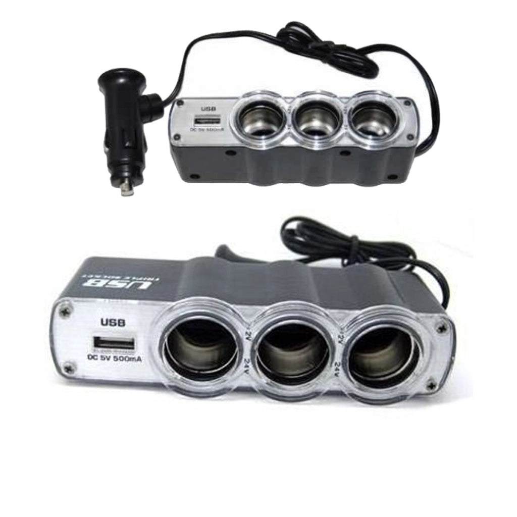 ADATTATORE USB AUTO TRIPLA PRESA 12V CARICABATTERIE MULTIPLO TELEFONI WF-0120
