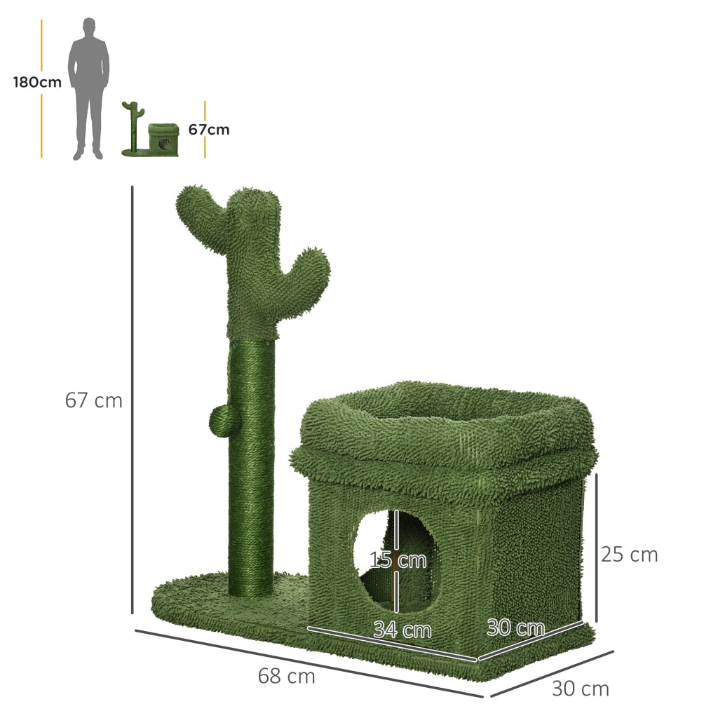 Albero tiragraffi per gatti con cuscino e palla ¨C zephmum ¨C 68x30x67 cm verde