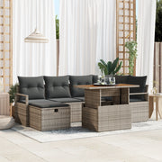 Set di divani da giardino a 7 pezzi con cuscini grigio polyrattan