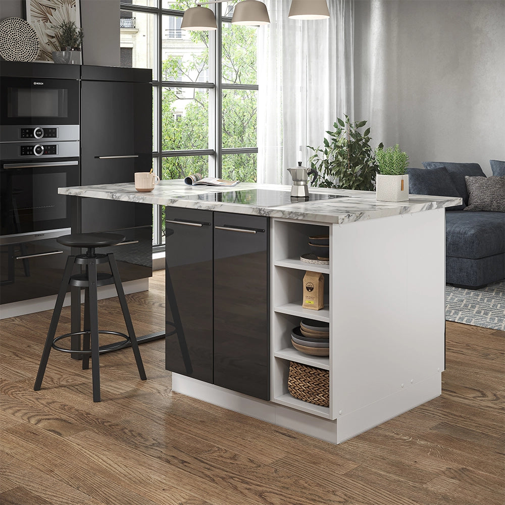 Vicco Isola cucina Antracite lucido/bianco 90 cm senza piano di lavoro