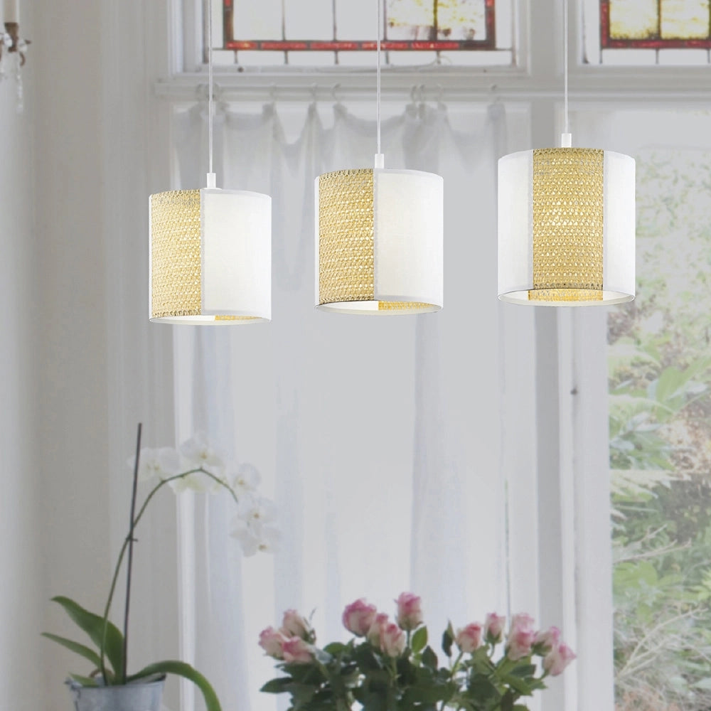 Lampadario Contemporaneo Arnhem 3 Luci Acciaio Bianco