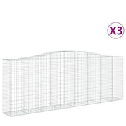 Cestini gabbioni recinzione a gabbia muro di contenimento ad arco 3 pezzi 400 x 50 x 140/160 cm ferro zincato argento 02_0040801